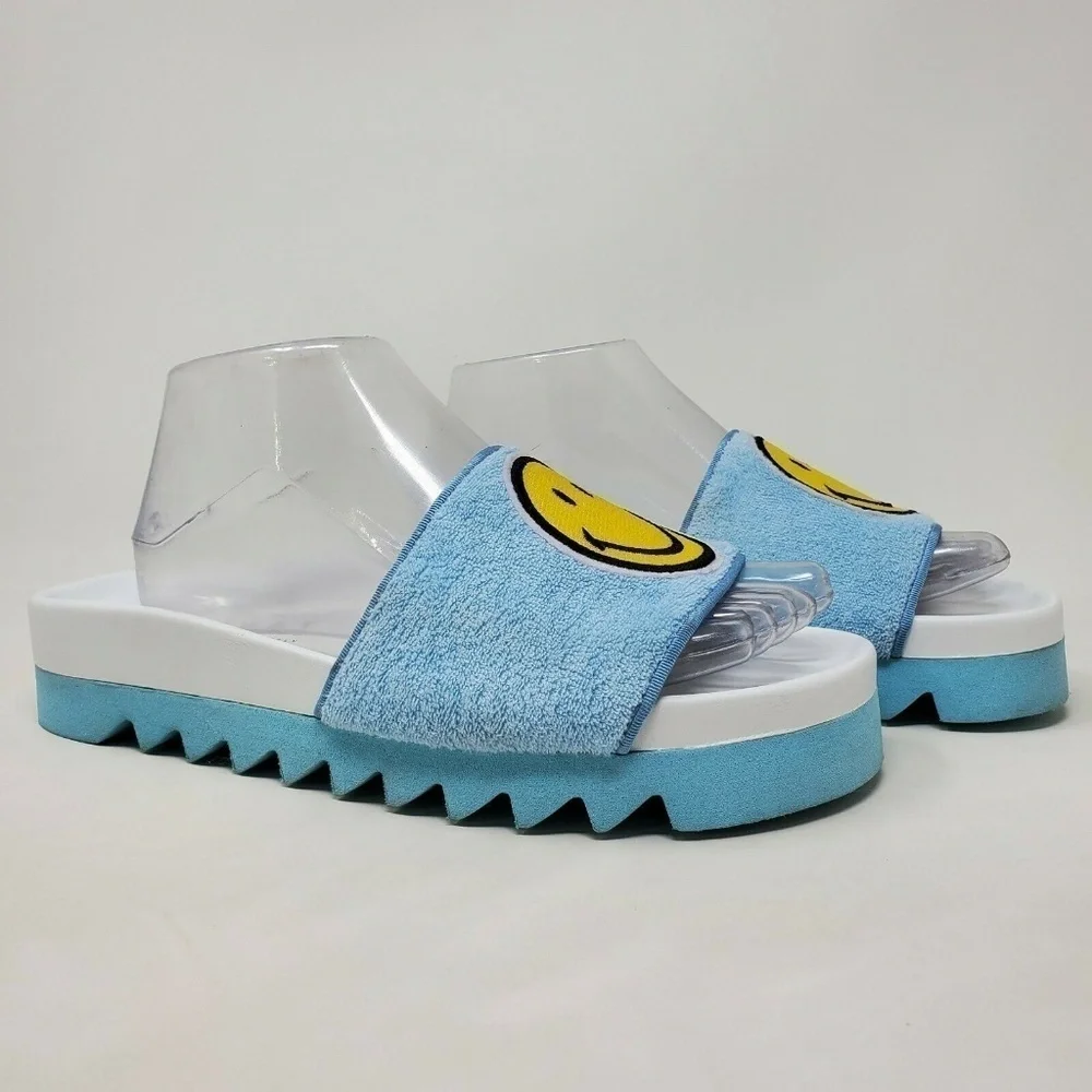 Joshua Sanders Heart in NYC Wink Smile White Blue Sandals 40